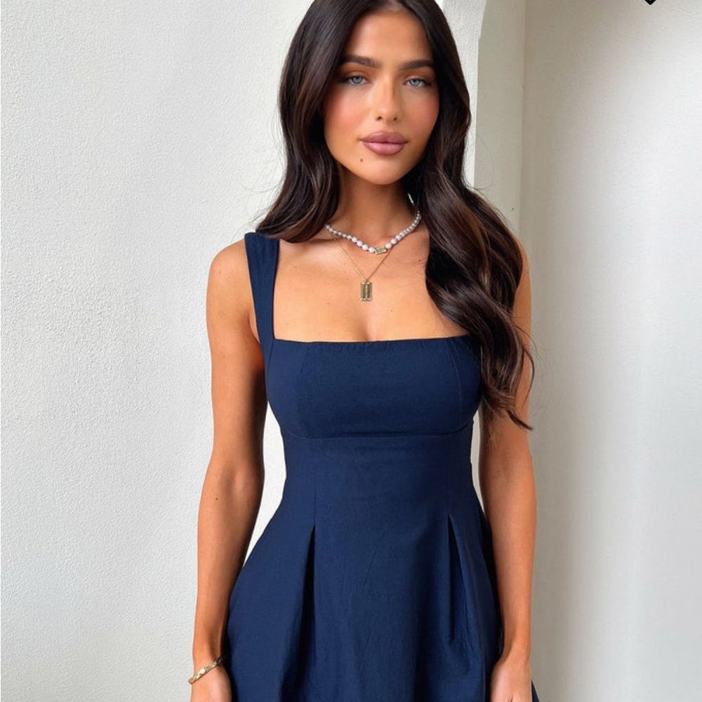 Blue Sleeveless Fit and Flare Mini Dress